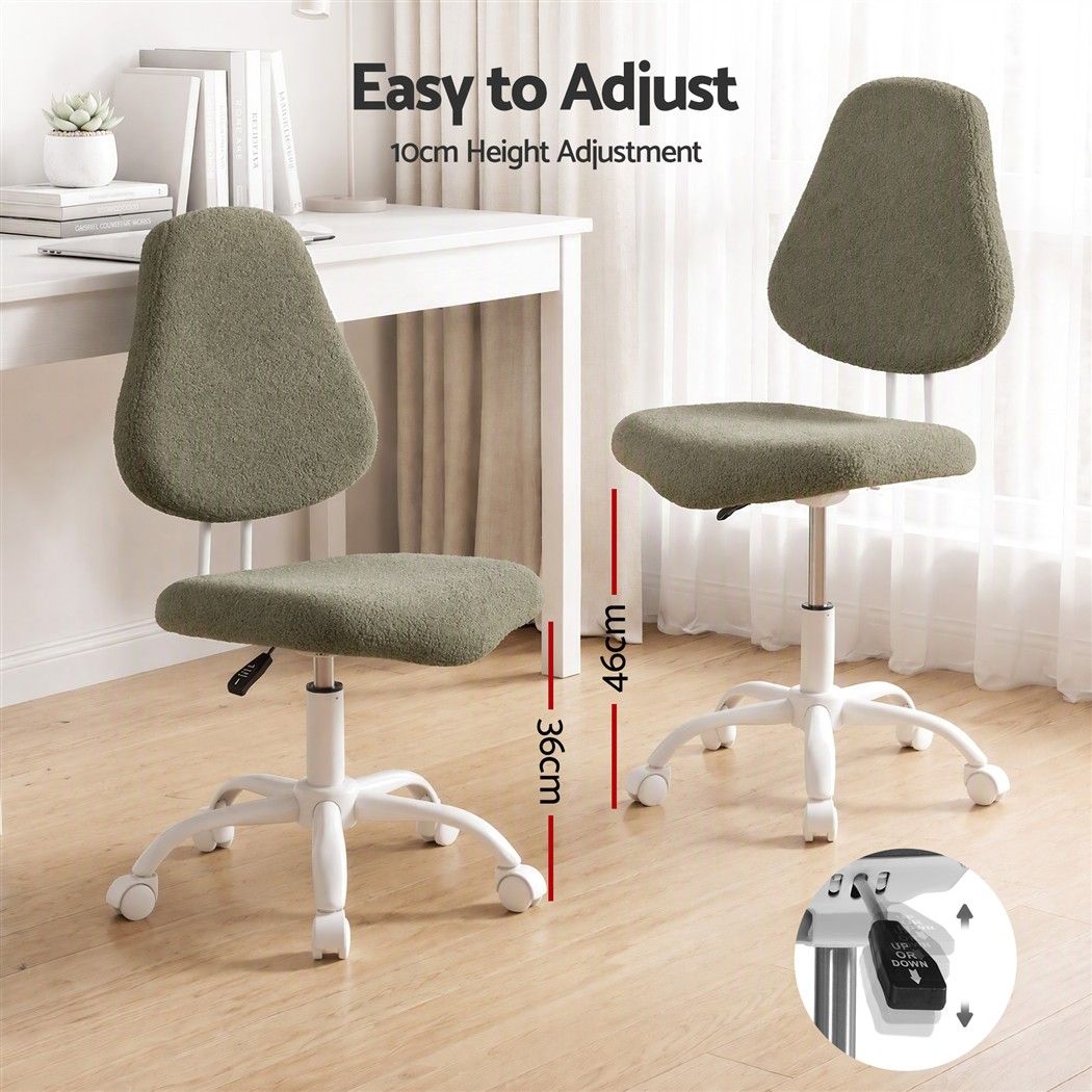 Artiss Armless Office Chair Ergonomic Soft Fleece Height Adjustable Vanity Desk Chair Green