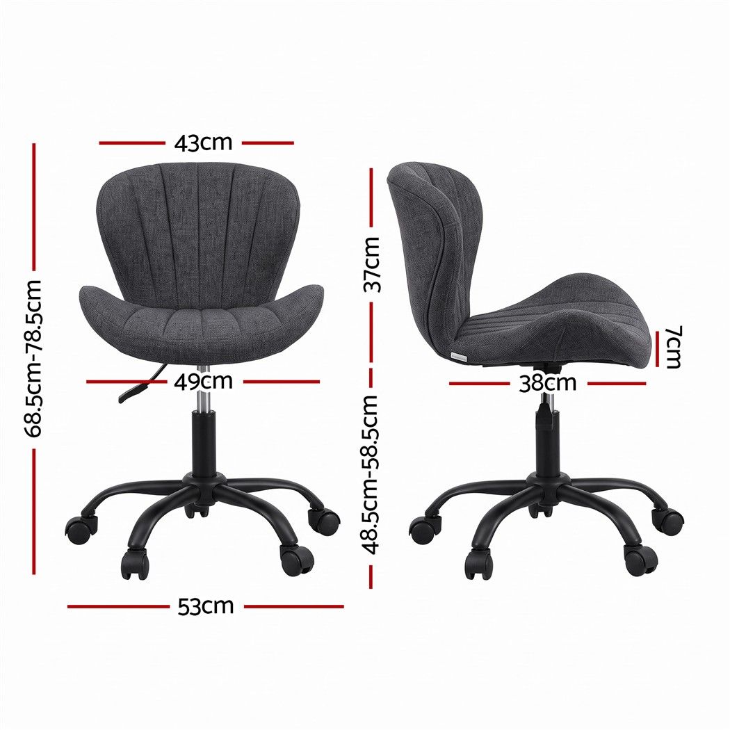 Artiss Armless Office Chair Height Adjustable Swivel Desk Chair Dark Grey
