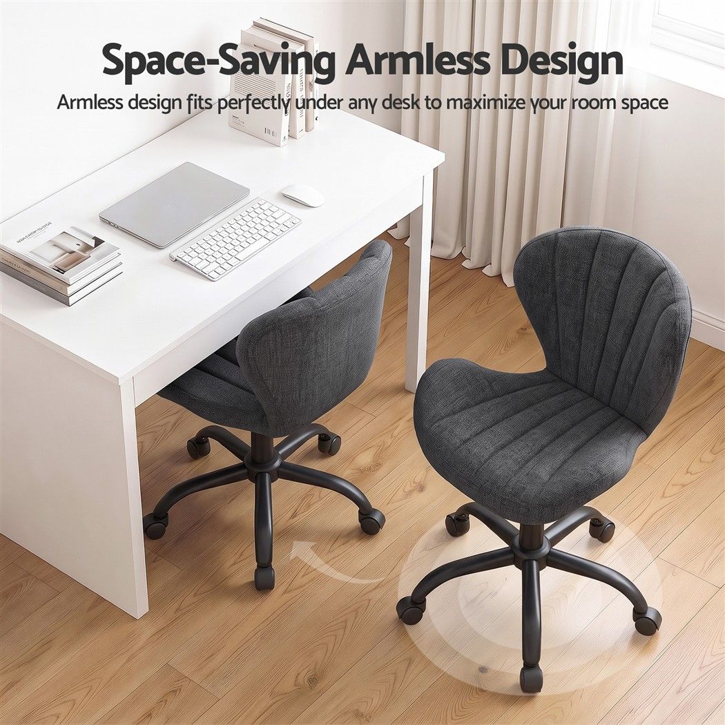 Artiss Armless Office Chair Height Adjustable Swivel Desk Chair Dark Grey
