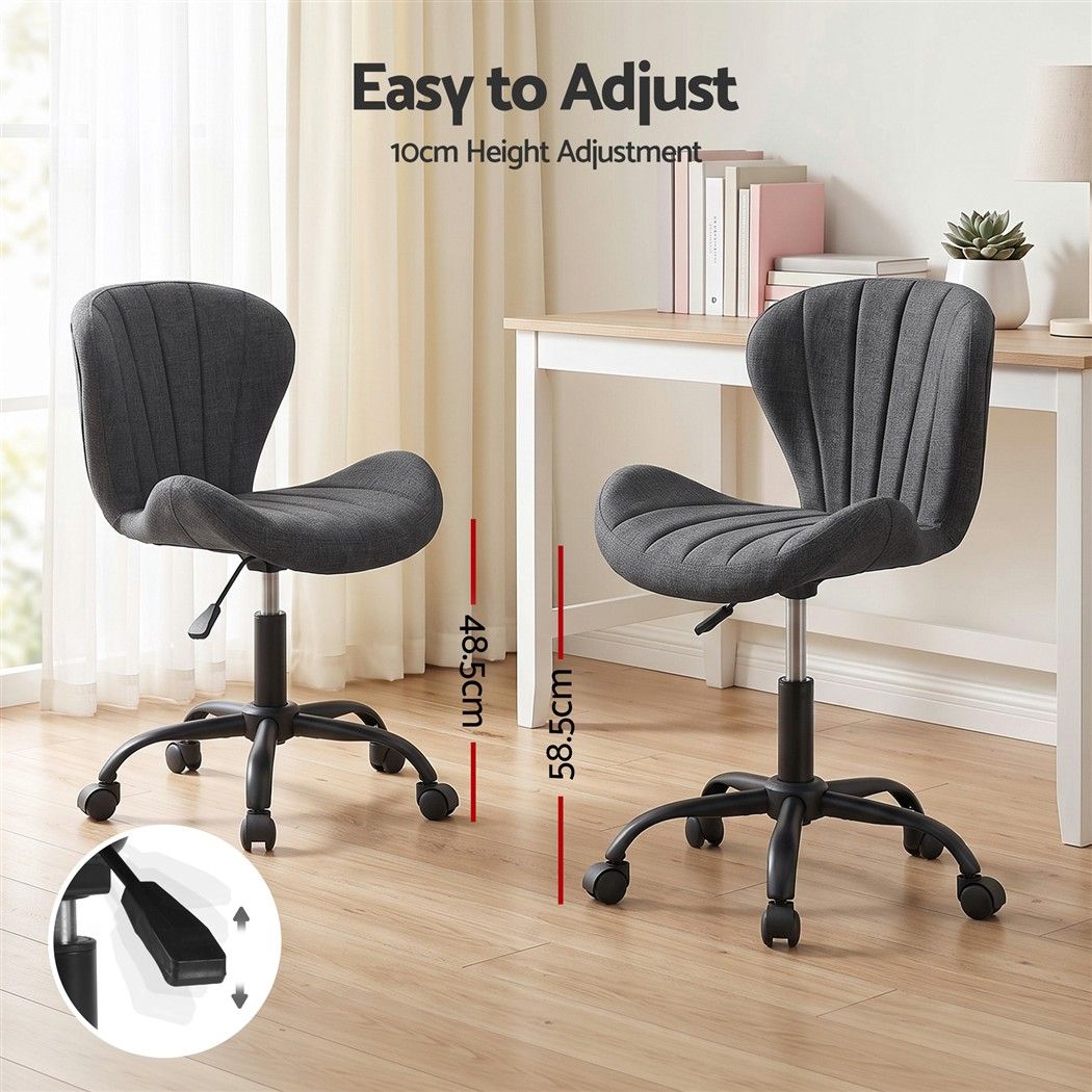 Artiss Armless Office Chair Height Adjustable Swivel Desk Chair Dark Grey