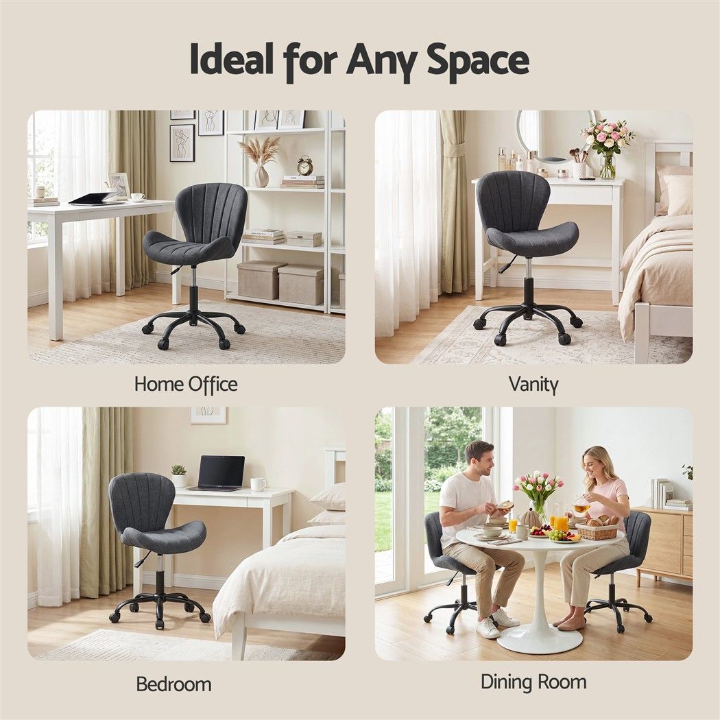 Artiss Armless Office Chair Height Adjustable Swivel Desk Chair Dark Grey