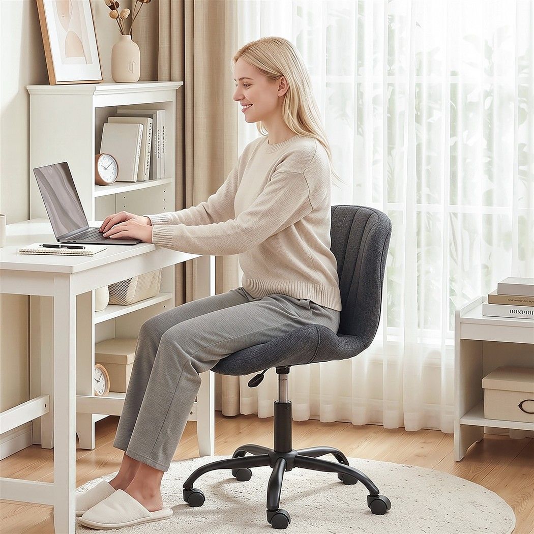 Artiss Armless Office Chair Height Adjustable Swivel Desk Chair Dark Grey