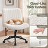 Artiss Armless Cross Legged Office Chair Wide Seat Vanity Chair Teddy Fleece Beige
