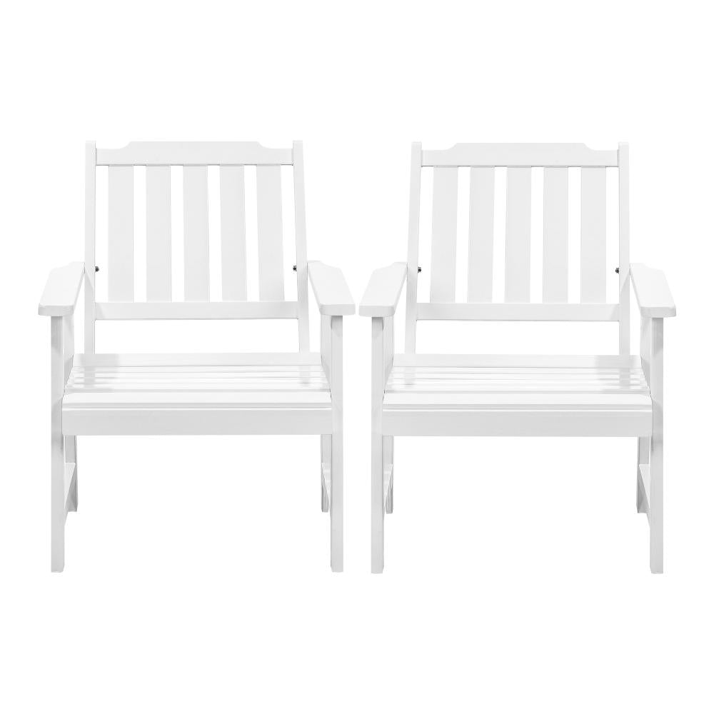 Outdoor Armchair 2PCS Wooden Patio Set White