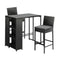 3‑Piece Outdoor Bar Set – Rattan Table & Stools, Glass Top, Black