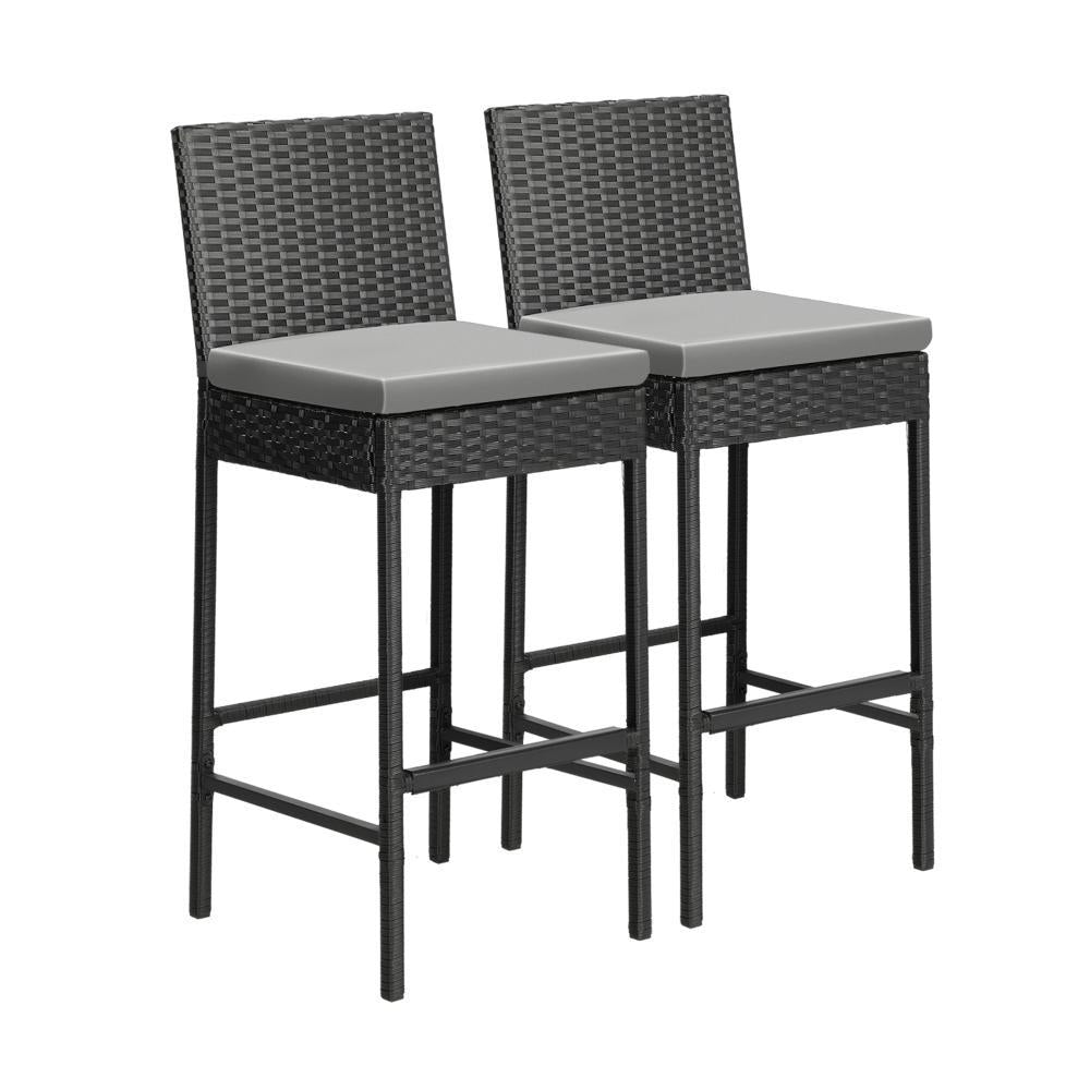 Garden Bar Stools Rattan Dinning Chairs 2X