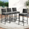 4x Outdoor Rattan Bar Stools Patio Dining Chairs with Cushions Black