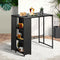 Livsip Rattan Outdoor Bar Table Glass Top Steel Frame 3 Shelf Black