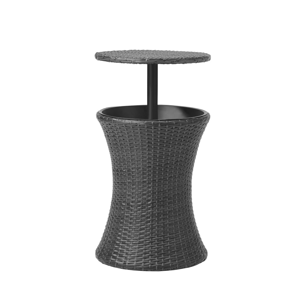 Rattan Cooler Ice Bucket Table Storage Black