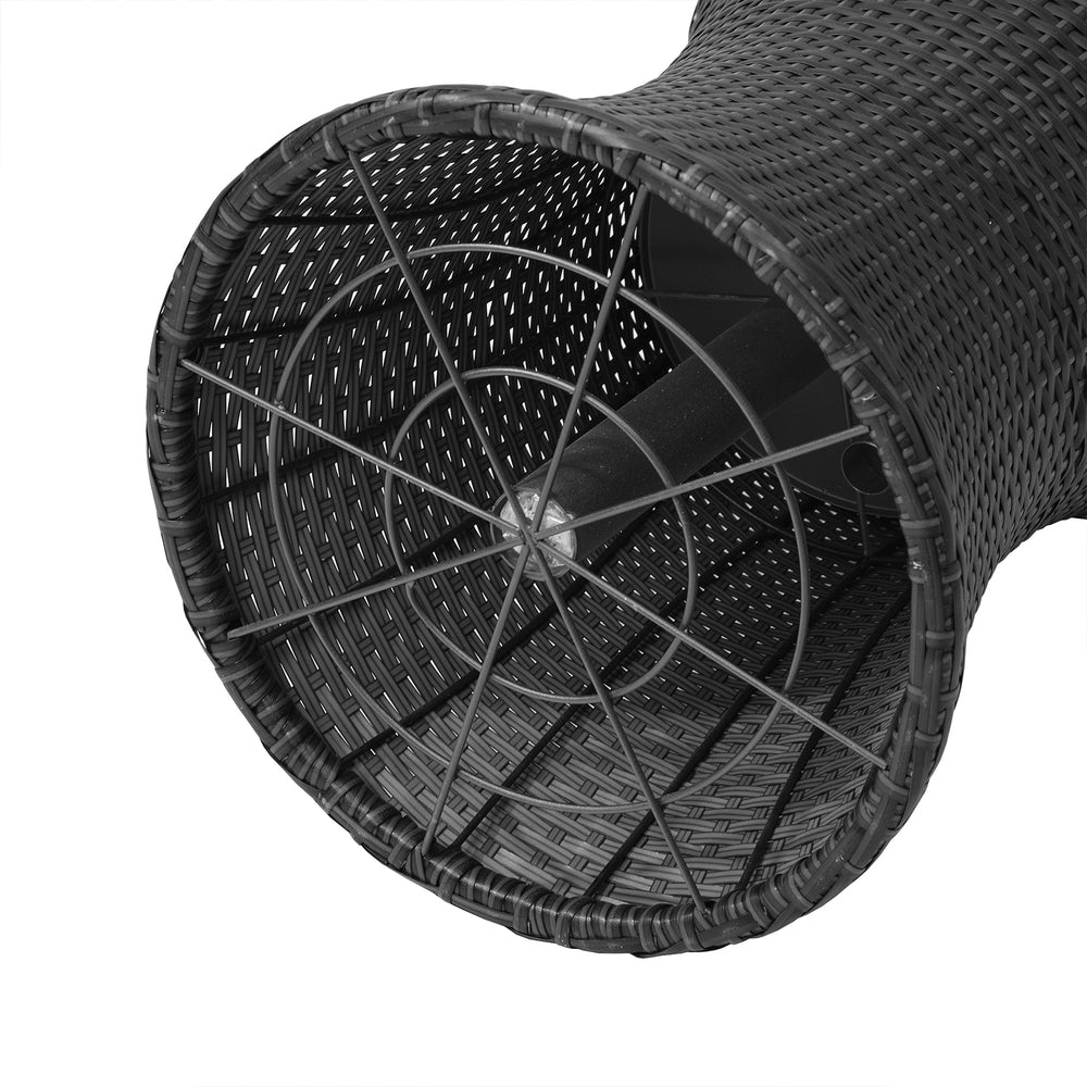 Rattan Cooler Ice Bucket Table Storage Black