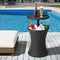 Livsip Rattan Ice Bucket Table Black Outdoor Cooler Drinks Storage
