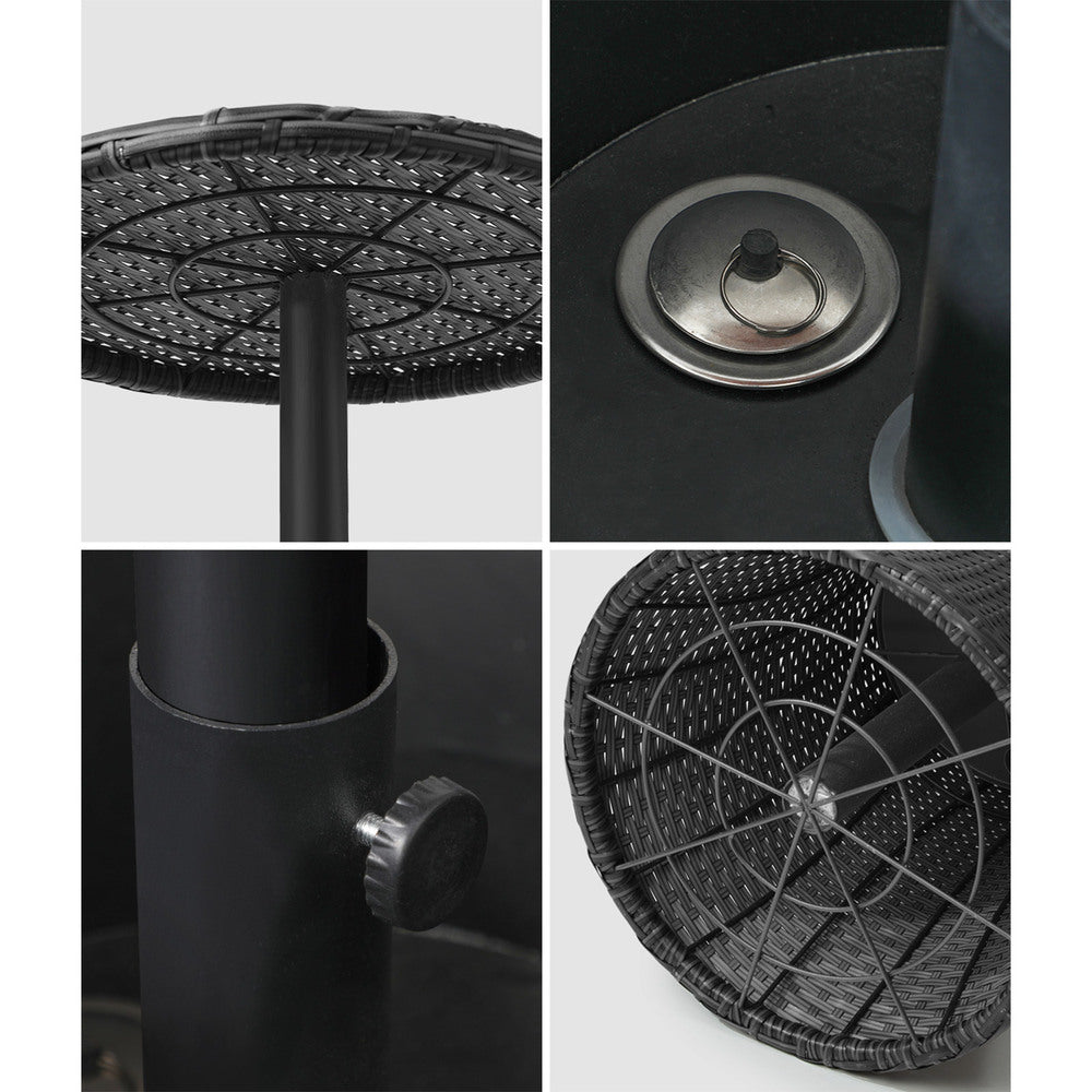 Rattan Cooler Ice Bucket Table Storage Black