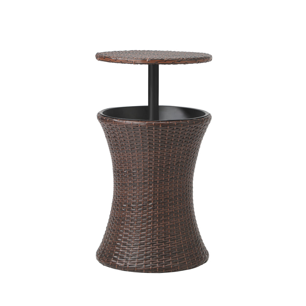Rattan Cooler Ice Bucket Table Storage Brown