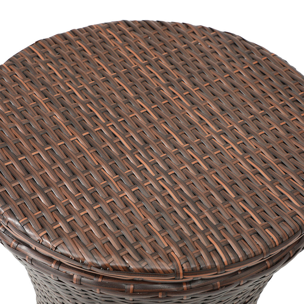 Rattan Cooler Ice Bucket Table Storage Brown
