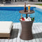 Livsip Rattan Ice Bucket Table Brown Outdoor Cooler Drinks Storage