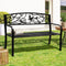 3 Seater Garden Bench Cast Iron Bird Pattern Black Outdoor Seat