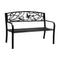 Garden Bench 3 Seater Bird Pattern Black