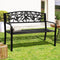Livsip 3 Seater Garden Bench Cast Iron Rose Pattern Black Outdoor Seat