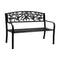 Garden Bench Seat Rose Pattern Black