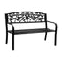 Garden Bench Seat Rose Pattern Black