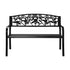 Garden Bench Seat Rose Pattern Black