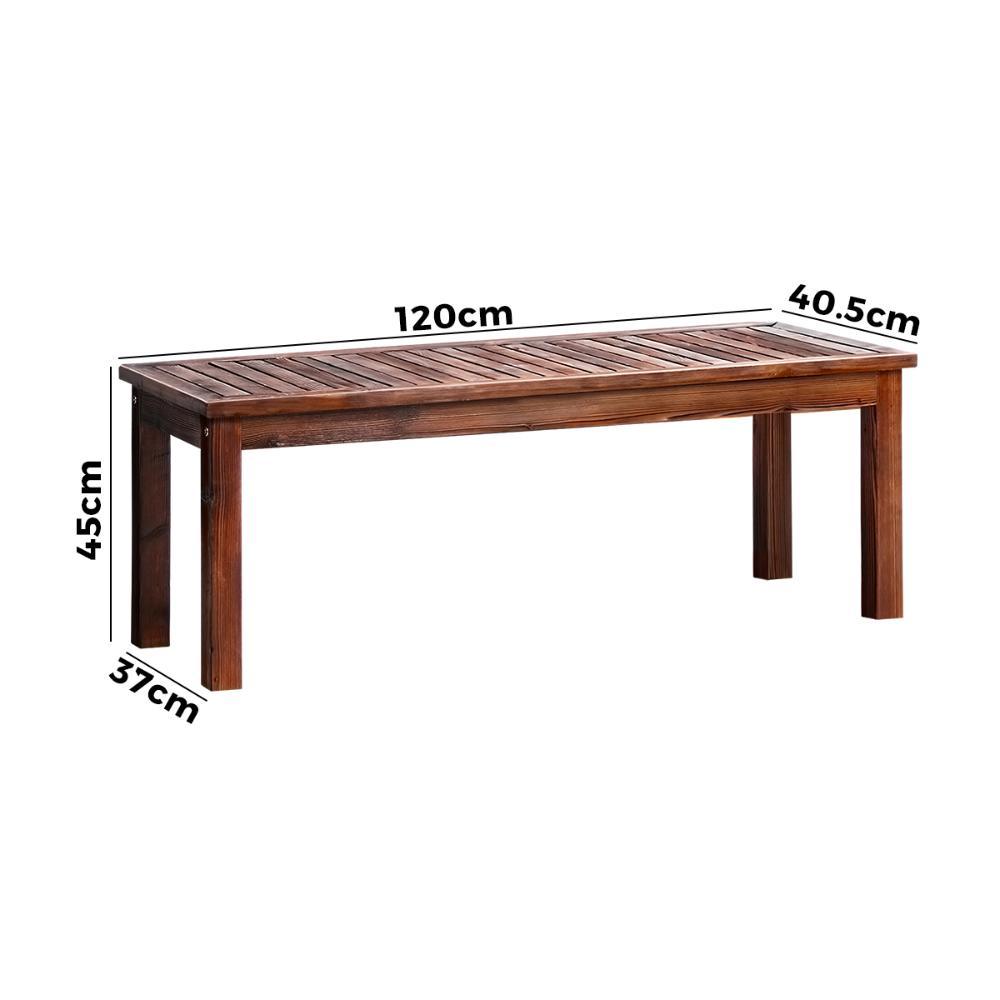 120cm Wood Garden Bench Slatted Seat