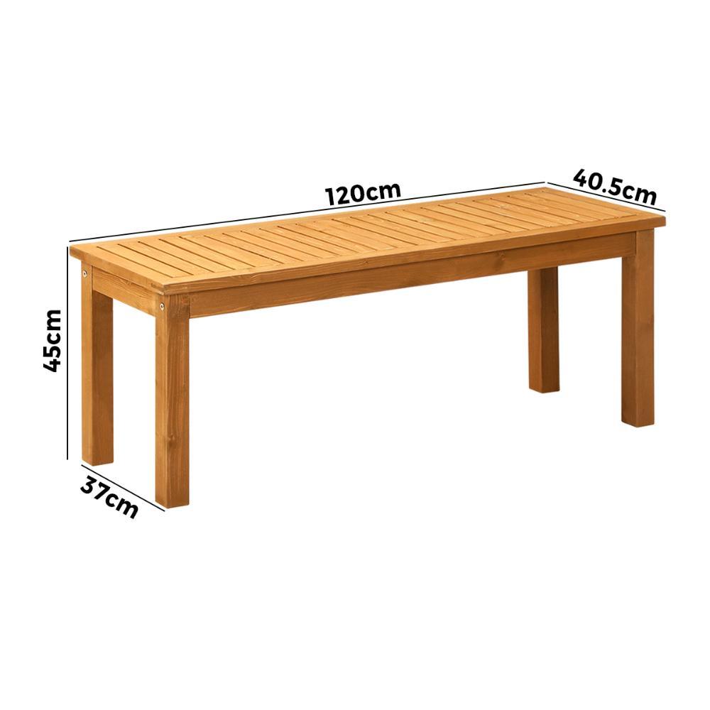 120cm Garden Bench Wooden Slatted Seat 2 Seater