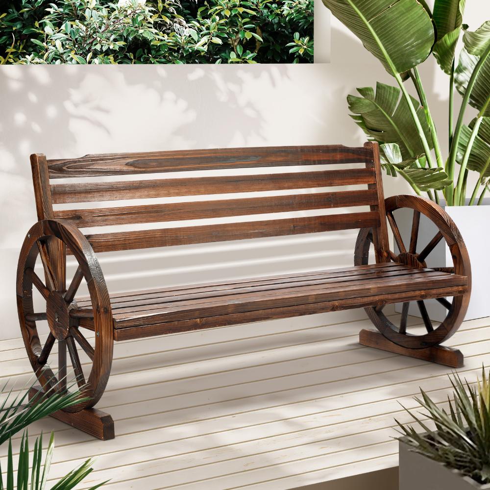 Garden Bench 3 Seater Wooden Wagon Chair