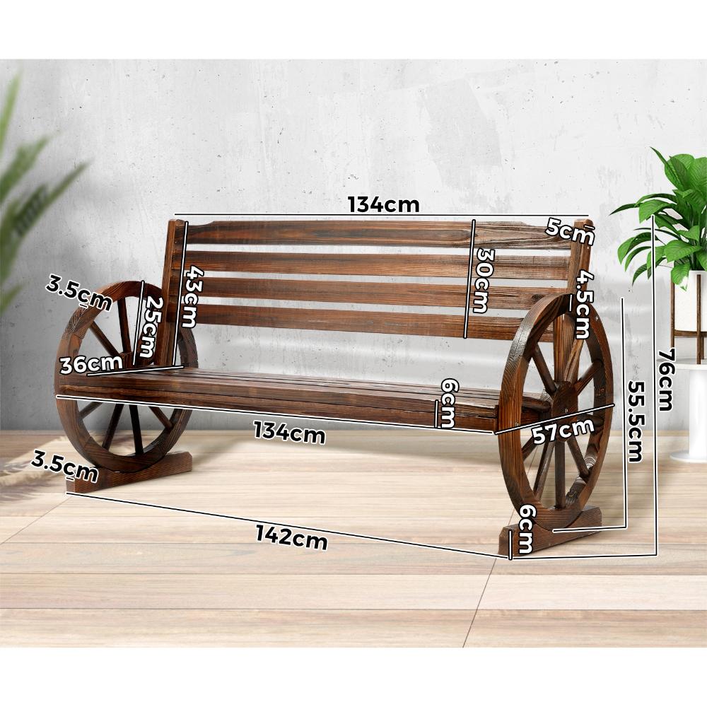 Garden Bench 3 Seater Wooden Wagon Chair
