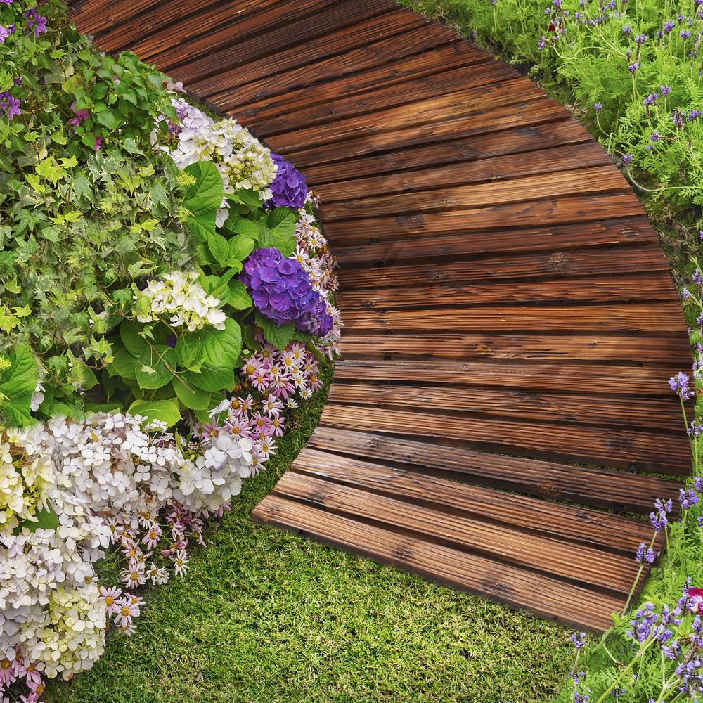 Garden Wooden Pathway 8ft Roll-Out Curved