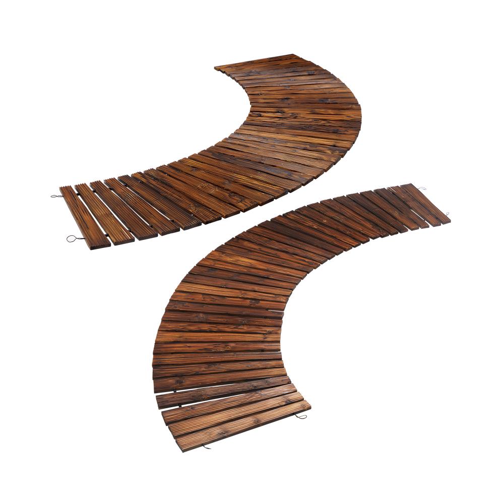2PC Garden Wooden Pathway 8ft Roll-Out Curved