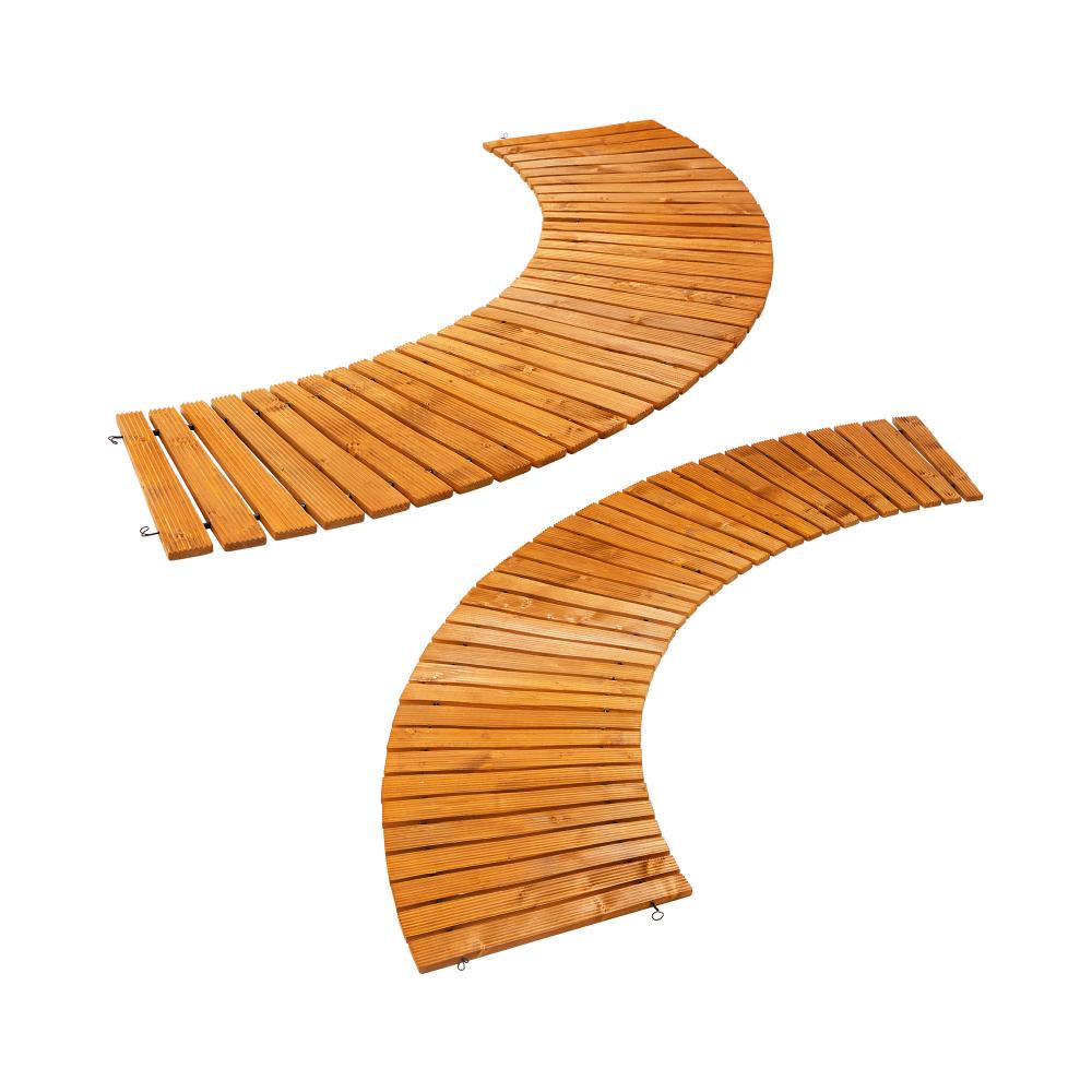 2PC Garden Wooden Pathway 8ft Curved Roll-Out