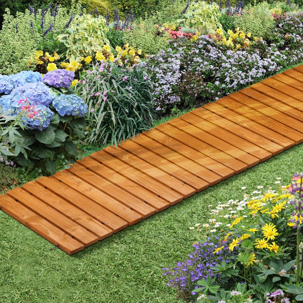 2PC Garden Wooden Pathway 8ft Straight Roll-Out