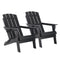 Livsip 2PCS Folding Adirondack Chairs HDPE Outdoor Patio Chair Cup Holder Black