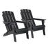 Livsip 2PCS Folding Adirondack Chairs HDPE Outdoor Patio Chair Cup Holder Black