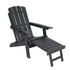 Livsip Outdoor Sun Lounge HDPE Adirondack Chair with Footrest Black