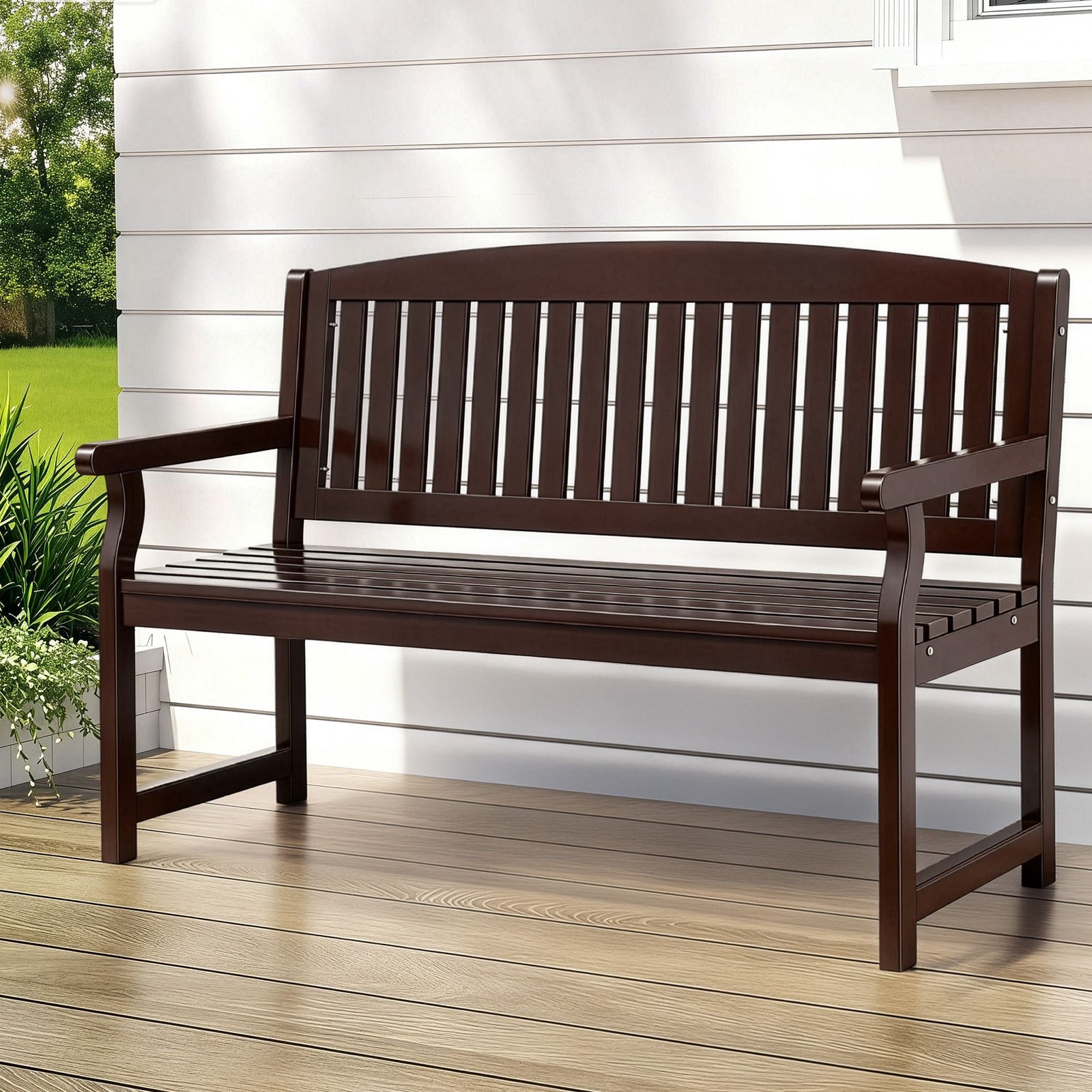 2 Seater Wooden Garden Bench Fir Wood Outdoor Patio Bench 300kg Capacity
