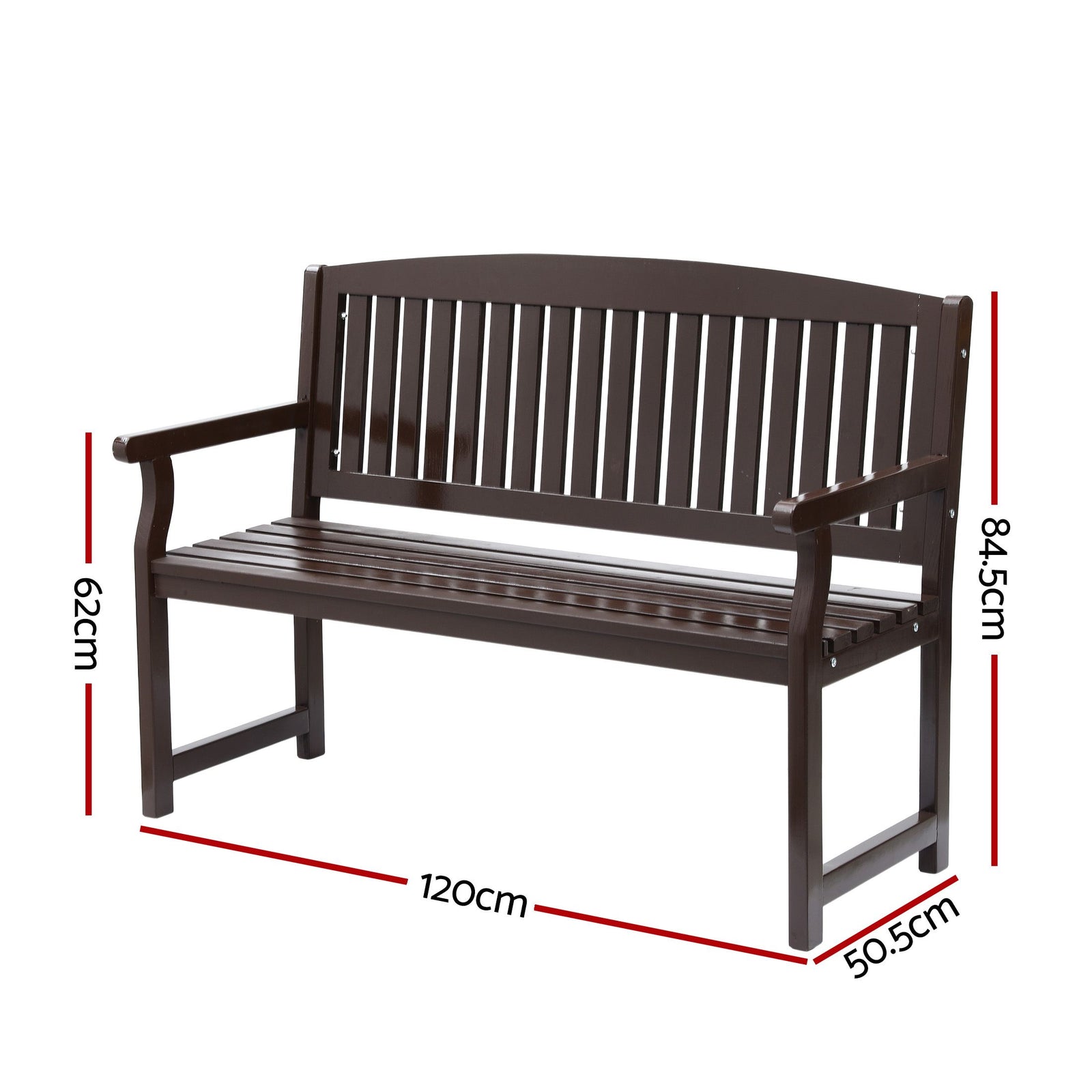 2 Seater Wooden Garden Bench Fir Wood Outdoor Patio Bench 300kg Capacity