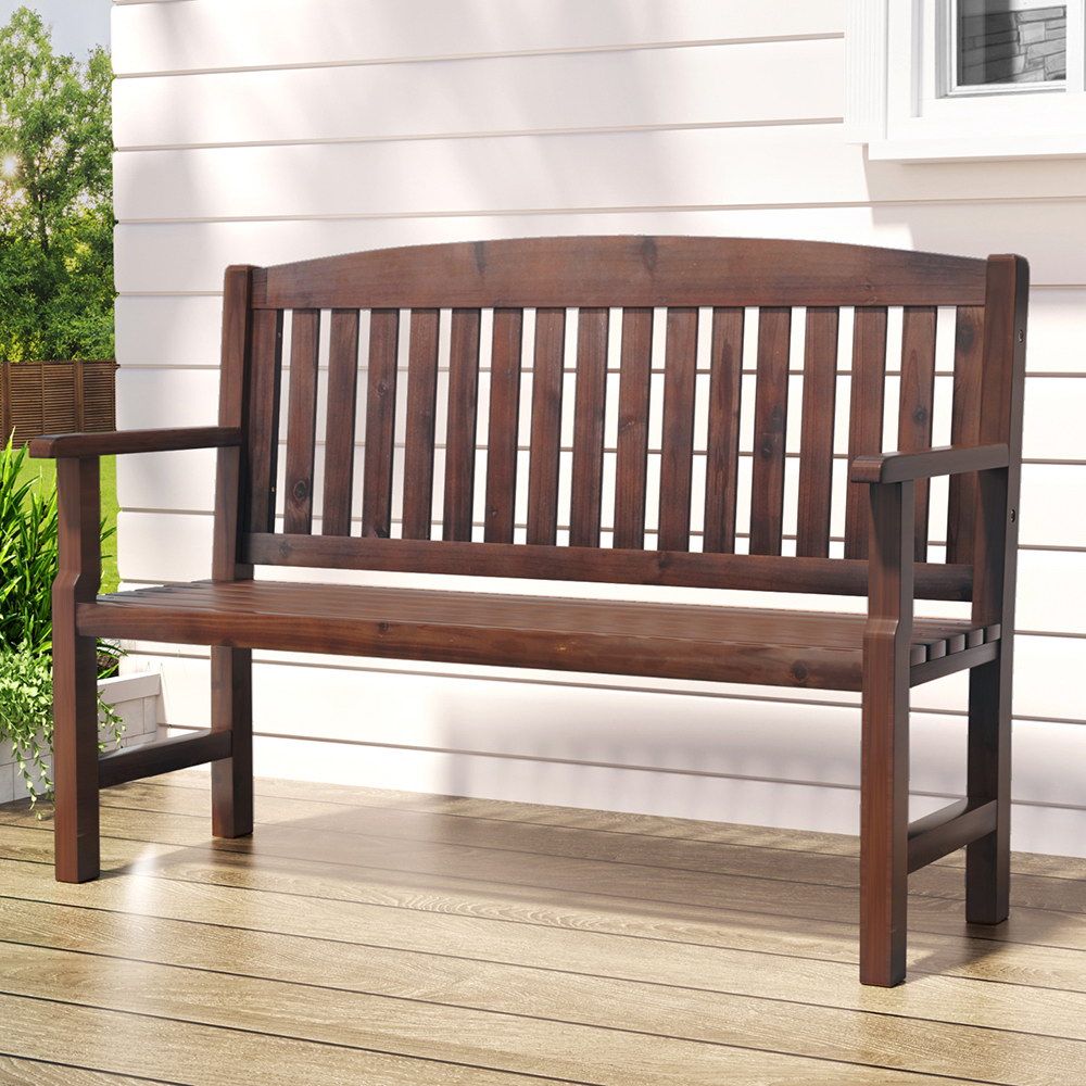 2 Seater Wooden Garden Bench Fir Wood Outdoor Patio Bench 300kg Capacity