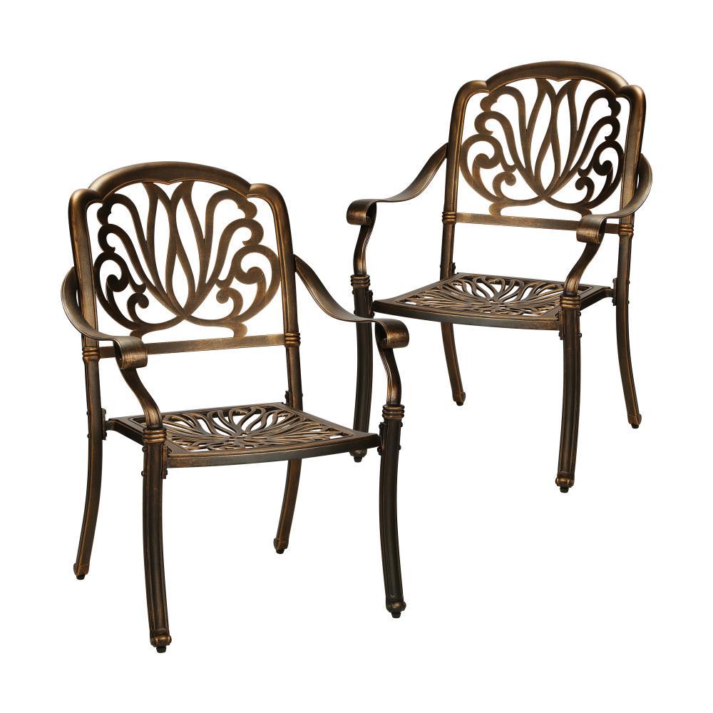 Outdoor Dining Chairs Cast Aluminium Frame Set of 2