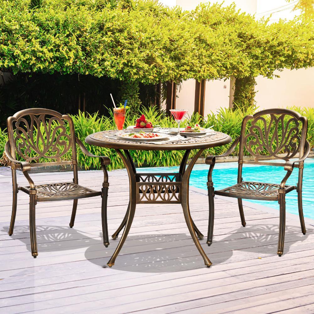 Outdoor Dining Set Bistro 3 Piece Cast Aluminium
