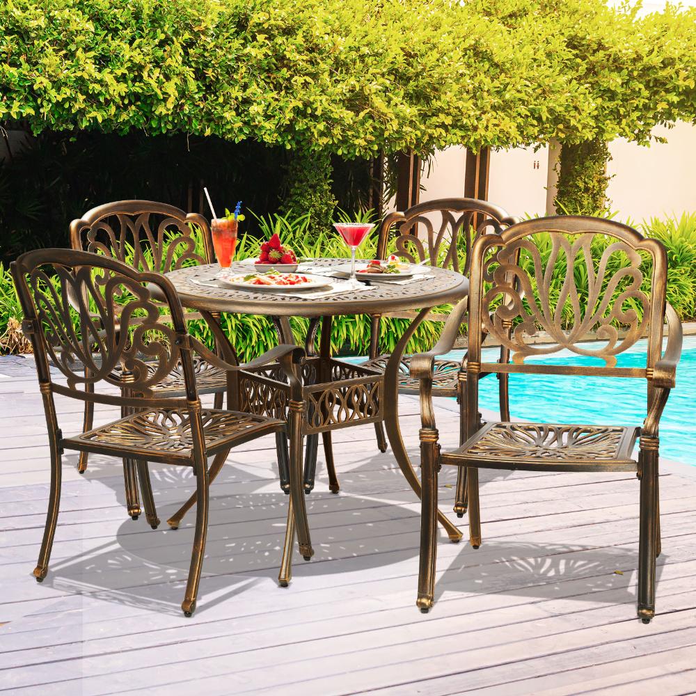 Outdoor 5 Piece Dining Bistro Set Chairs&Table