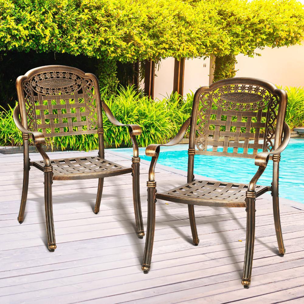 Outdoor Furniture Dining Chairs Cast Aluminium x2