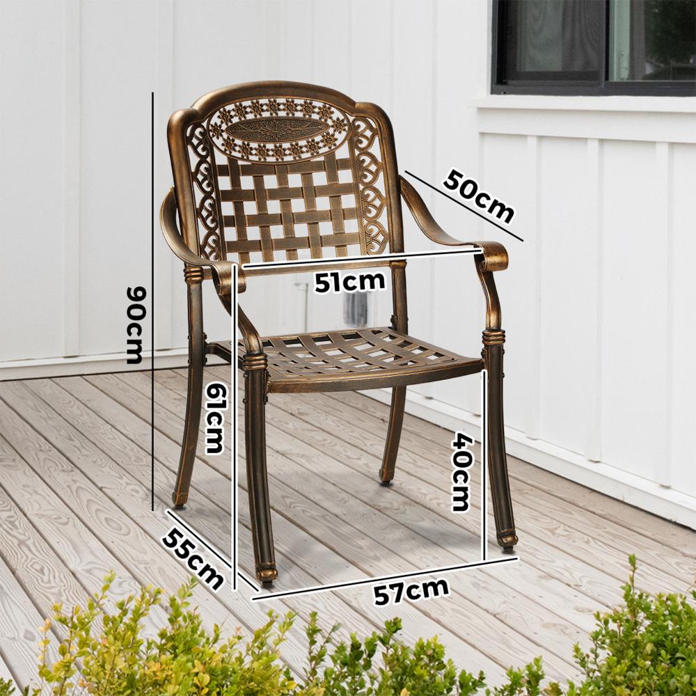 Outdoor Furniture Dining Chairs Cast Aluminium x2