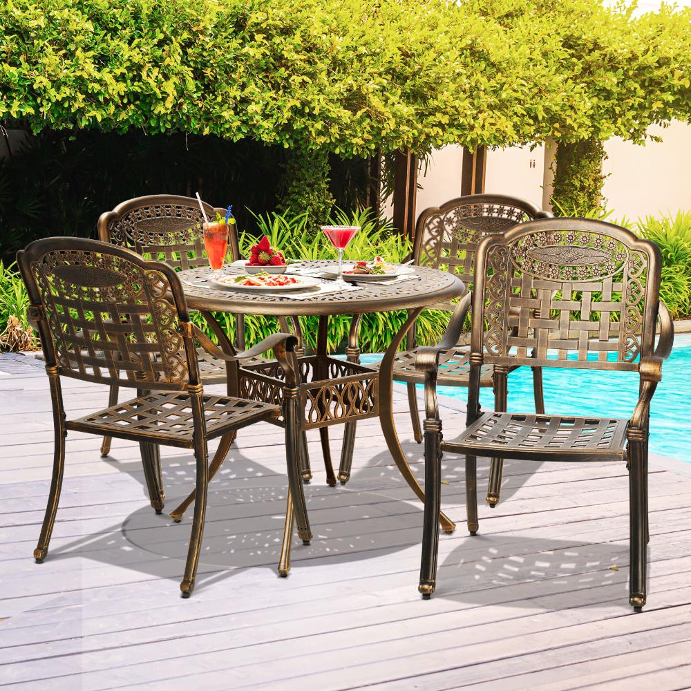 Outdoor Dining Chairs & Table Bistro Set 5 Piece
