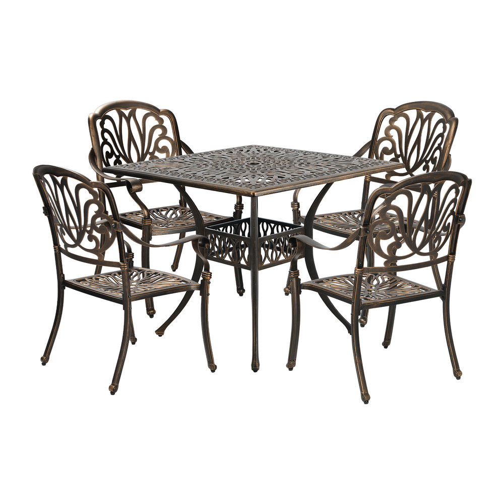 5 Piece Outdoor Dining Table & Chair Set Aluminium