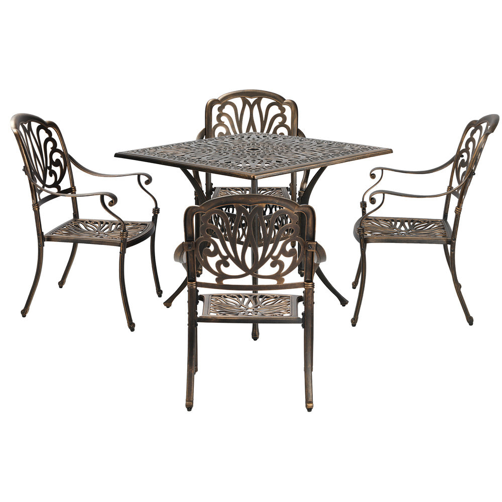 5 Piece Outdoor Dining Table & Chair Set Aluminium
