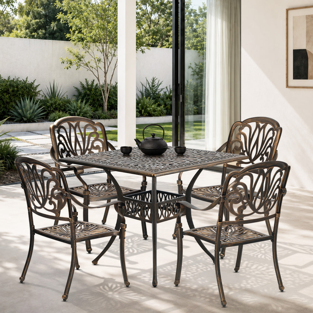5 Piece Outdoor Dining Table & Chair Set Aluminium