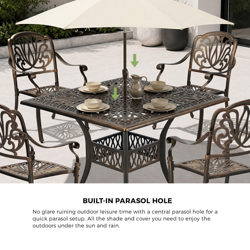 5 Piece Outdoor Dining Table & Chair Set Aluminium