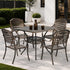 Livsip 5 Piece Outdoor Dining Set Cast Aluminium Patio Table 4 Chairs Bronze